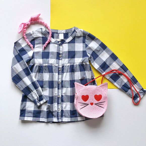 Carter's Other - 🌟 Carter's Girl's Blue & White Plaid Button Down